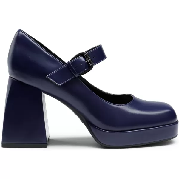 imageDREAM PAIRS Womens High Chunky Platform Closed Toe Mary Jane Block Heels Square Toe Strappy Dress Wedding Party Pumps ShoesNavypu