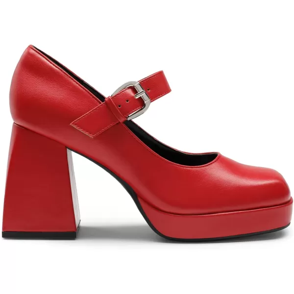 imageDREAM PAIRS Womens High Chunky Platform Closed Toe Mary Jane Block Heels Square Toe Strappy Dress Wedding Party Pumps ShoesRedpu