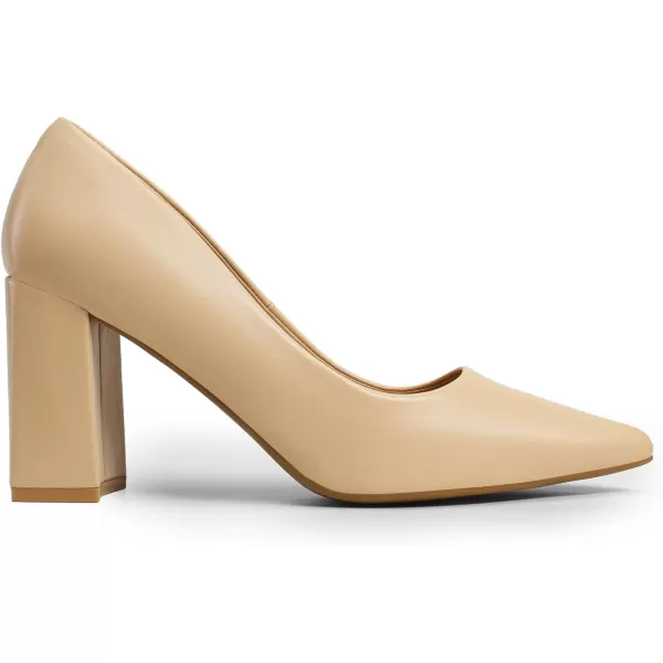 imageDREAM PAIRS Womens High Chunky Pointed Closed Toe Block Heels Wedding Classic Slip On Dress Pumps ShoesNude