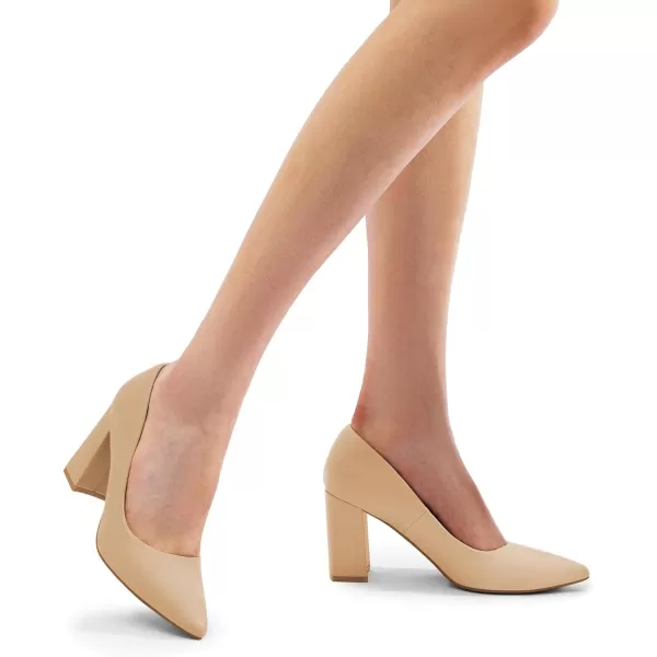 imageDREAM PAIRS Womens High Chunky Pointed Closed Toe Block Heels Wedding Classic Slip On Dress Pumps ShoesNude