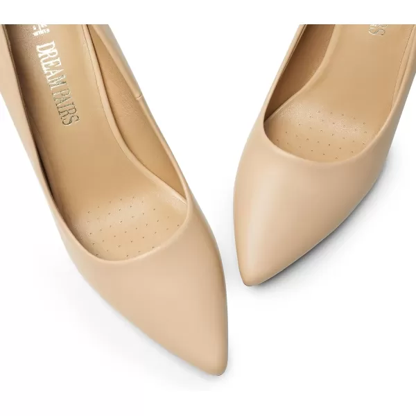 imageDREAM PAIRS Womens High Chunky Pointed Closed Toe Block Heels Wedding Classic Slip On Dress Pumps ShoesNude