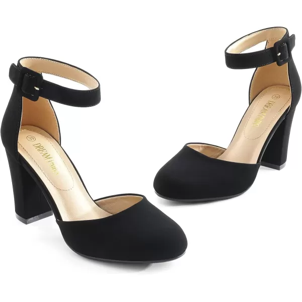 imageDREAM PAIRS Womens High Heel Closed Toe Chunky Wedding Pumps ShoesBlack Nubuck