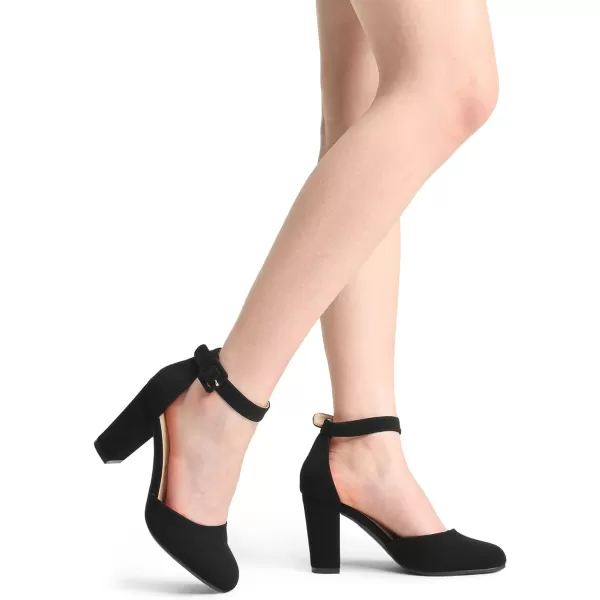 imageDREAM PAIRS Womens High Heel Closed Toe Chunky Wedding Pumps ShoesBlack Nubuck