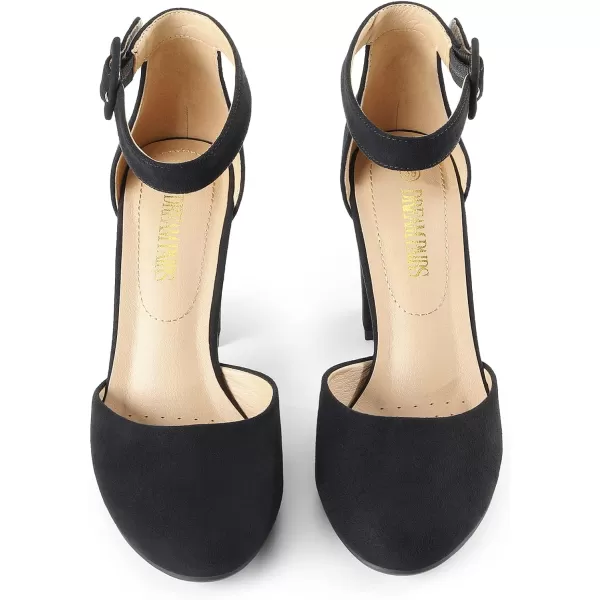 imageDREAM PAIRS Womens High Heel Closed Toe Chunky Wedding Pumps ShoesBlack Suede