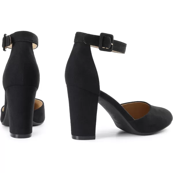 imageDREAM PAIRS Womens High Heel Closed Toe Chunky Wedding Pumps ShoesBlack Suede