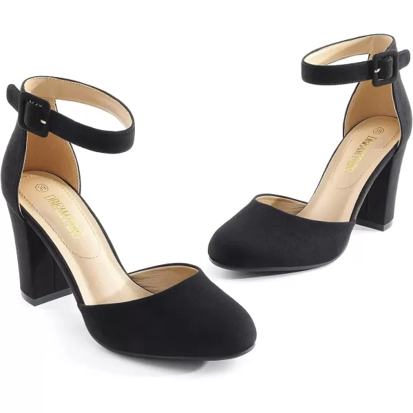 imageDREAM PAIRS Womens High Heel Closed Toe Chunky Wedding Pumps ShoesBlack Suede