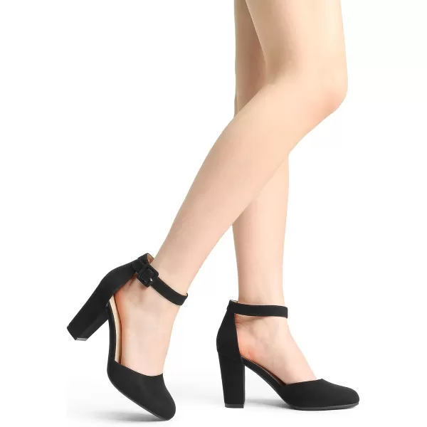 imageDREAM PAIRS Womens High Heel Closed Toe Chunky Wedding Pumps ShoesBlack Suede