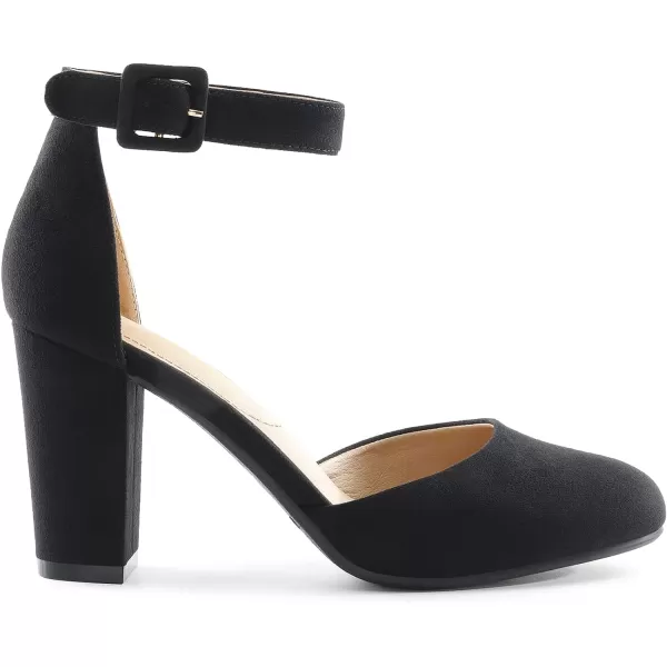 imageDREAM PAIRS Womens High Heel Closed Toe Chunky Wedding Pumps ShoesBlack Suede