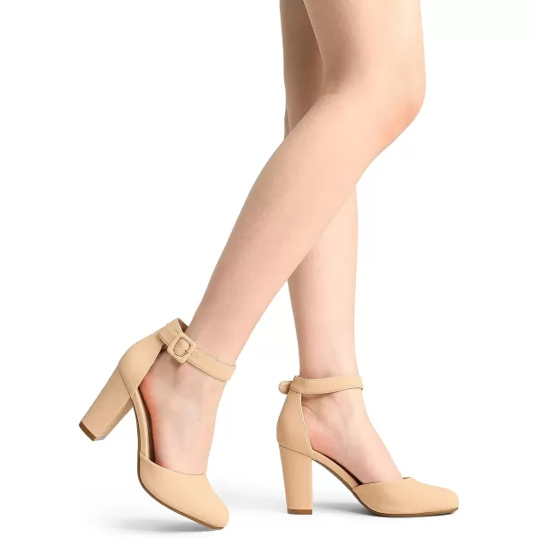 imageDREAM PAIRS Womens High Heel Closed Toe Chunky Wedding Pumps ShoesNude Nubuck