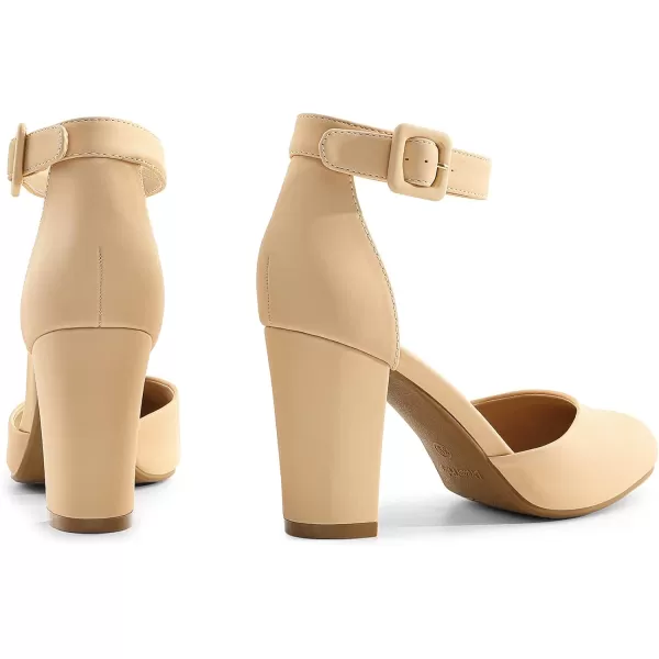imageDREAM PAIRS Womens High Heel Closed Toe Chunky Wedding Pumps ShoesNude Nubuck