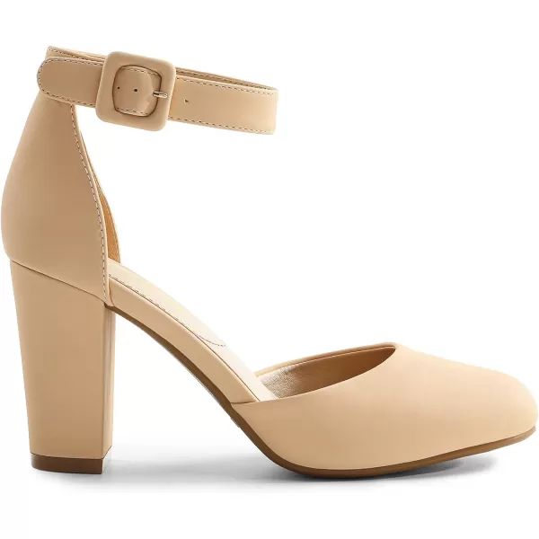 imageDREAM PAIRS Womens High Heel Closed Toe Chunky Wedding Pumps ShoesNude Nubuck