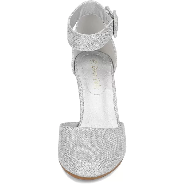 imageDREAM PAIRS Womens High Heel Closed Toe Chunky Wedding Pumps ShoesSilver Glitter