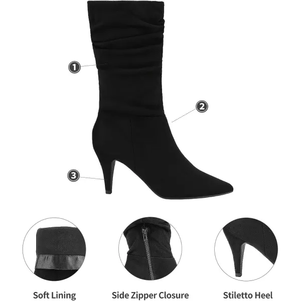 imageDREAM PAIRS Womens High Heel Mid Calf BootsBlackK