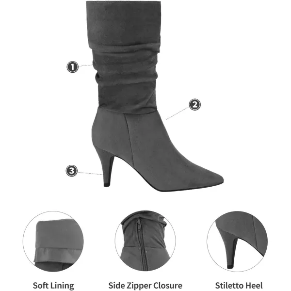 imageDREAM PAIRS Womens High Heel Mid Calf BootsLight GreyK