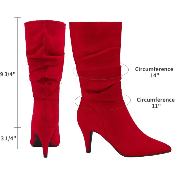 imageDREAM PAIRS Womens High Heel Mid Calf BootsRedK