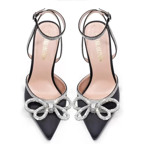 imageDREAM PAIRS Womens High Heels Destiny Closed Toe Strappy Heels Sexy Rhinestone Ankle Strap Pumps Wedding Bridal Party Dress ShoesBlack