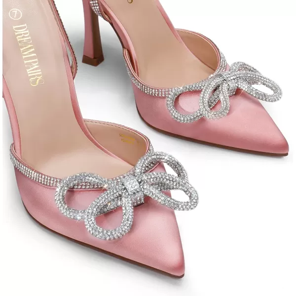 imageDREAM PAIRS Womens High Heels Destiny Closed Toe Strappy Heels Sexy Rhinestone Ankle Strap Pumps Wedding Bridal Party Dress ShoesPink