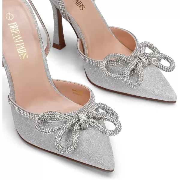 imageDREAM PAIRS Womens High Heels Destiny Closed Toe Strappy Heels Sexy Rhinestone Ankle Strap Pumps Wedding Bridal Party Dress ShoesSilver