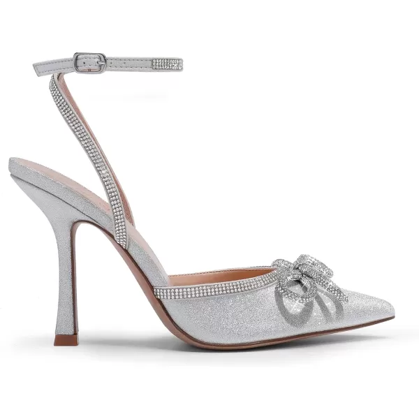 imageDREAM PAIRS Womens High Heels Destiny Closed Toe Strappy Heels Sexy Rhinestone Ankle Strap Pumps Wedding Bridal Party Dress ShoesSilver