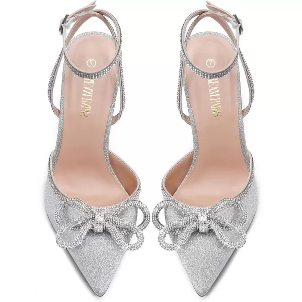 imageDREAM PAIRS Womens High Heels Destiny Closed Toe Strappy Heels Sexy Rhinestone Ankle Strap Pumps Wedding Bridal Party Dress ShoesSilver