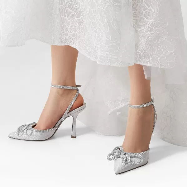 imageDREAM PAIRS Womens High Heels Destiny Closed Toe Strappy Heels Sexy Rhinestone Ankle Strap Pumps Wedding Bridal Party Dress ShoesSilver