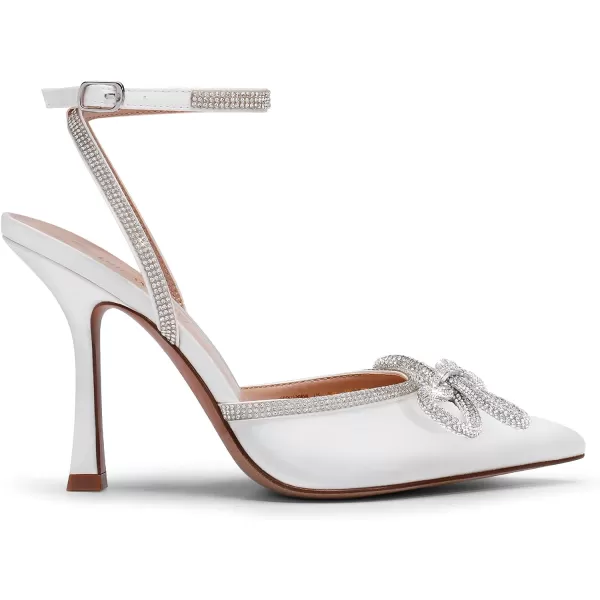 imageDREAM PAIRS Womens High Heels Destiny Closed Toe Strappy Heels Sexy Rhinestone Ankle Strap Pumps Wedding Bridal Party Dress ShoesWhite