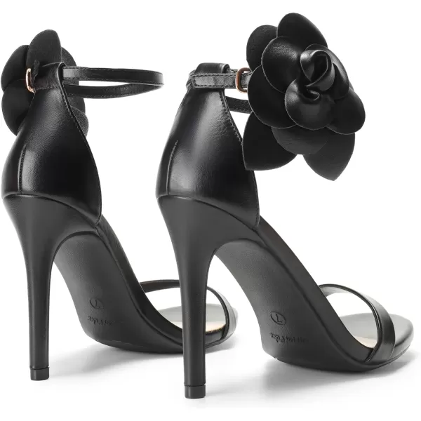 imageDREAM PAIRS Womens High Heels Flower Ankle Strap Stilettos Round Open Toe Dressy Sexy SandalsBlackpu