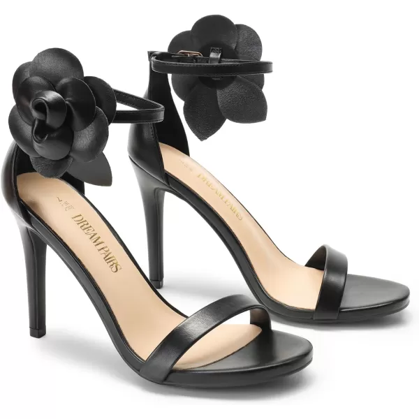 imageDREAM PAIRS Womens High Heels Flower Ankle Strap Stilettos Round Open Toe Dressy Sexy SandalsBlackpu