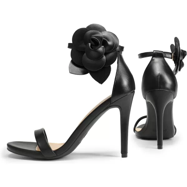imageDREAM PAIRS Womens High Heels Flower Ankle Strap Stilettos Round Open Toe Dressy Sexy SandalsBlackpu