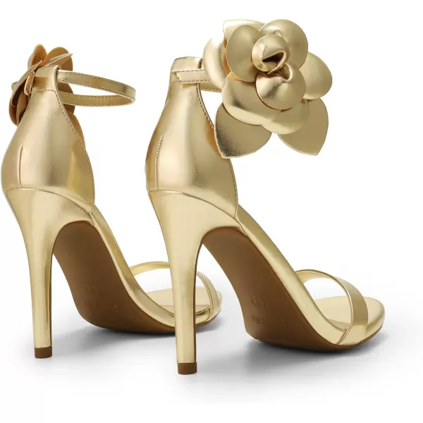 imageDREAM PAIRS Womens High Heels Flower Ankle Strap Stilettos Round Open Toe Dressy Sexy SandalsGoldpu