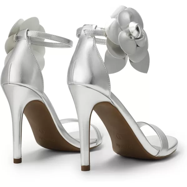 imageDREAM PAIRS Womens High Heels Flower Ankle Strap Stilettos Round Open Toe Dressy Sexy SandalsSilverpu
