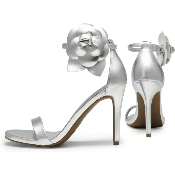 imageDREAM PAIRS Womens High Heels Flower Ankle Strap Stilettos Round Open Toe Dressy Sexy SandalsSilverpu