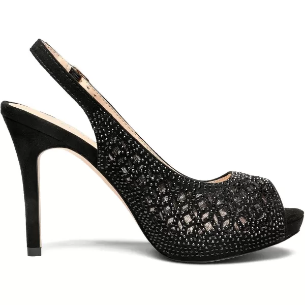 imageDREAM PAIRS Womens High Heels Platform Dress Rhinestones Peep Toe Pumps ShoesBlackSuede