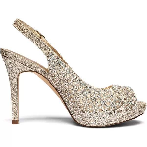 imageDREAM PAIRS Womens High Heels Platform Dress Rhinestones Peep Toe Pumps ShoesGoldGlitter