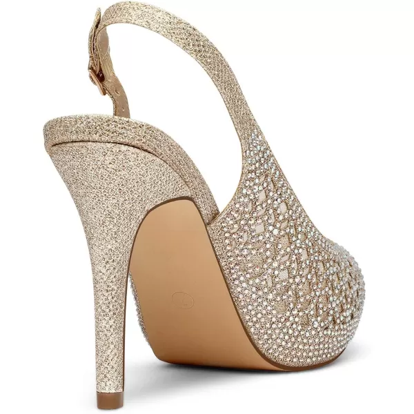 imageDREAM PAIRS Womens High Heels Platform Dress Rhinestones Peep Toe Pumps ShoesGoldGlitter