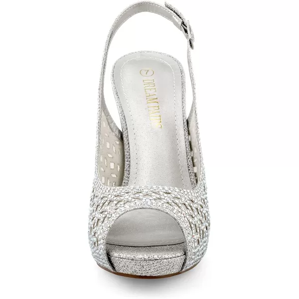 imageDREAM PAIRS Womens High Heels Platform Dress Rhinestones Peep Toe Pumps ShoesSilverGlitter