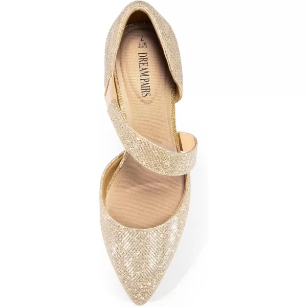 imageDREAM PAIRS Womens High Heels Pumps Dress Closed Pointed Toe Comfortable DOrsay Pumps Shoes for Work Office Wedding DancingGoldglitter
