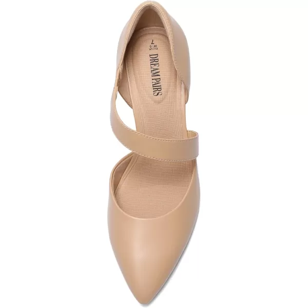 imageDREAM PAIRS Womens High Heels Pumps Dress Closed Pointed Toe Comfortable DOrsay Pumps Shoes for Work Office Wedding DancingNudepu