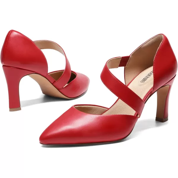imageDREAM PAIRS Womens High Heels Pumps Dress Closed Pointed Toe Comfortable DOrsay Pumps Shoes for Work Office Wedding DancingRedpu