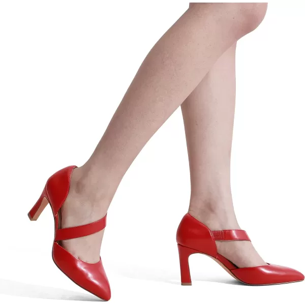 imageDREAM PAIRS Womens High Heels Pumps Dress Closed Pointed Toe Comfortable DOrsay Pumps Shoes for Work Office Wedding DancingRedpu