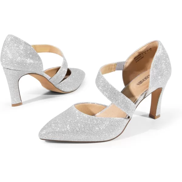 imageDREAM PAIRS Womens High Heels Pumps Dress Closed Pointed Toe Comfortable DOrsay Pumps Shoes for Work Office Wedding DancingSilverglitter