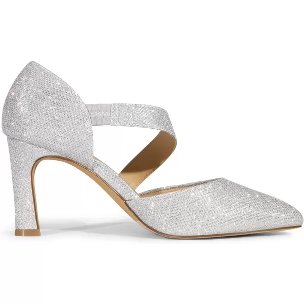 imageDREAM PAIRS Womens High Heels Pumps Dress Closed Pointed Toe Comfortable DOrsay Pumps Shoes for Work Office Wedding DancingSilverglitter
