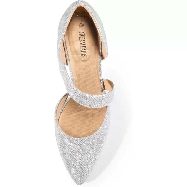 imageDREAM PAIRS Womens High Heels Pumps Dress Closed Pointed Toe Comfortable DOrsay Pumps Shoes for Work Office Wedding DancingSilverglitter