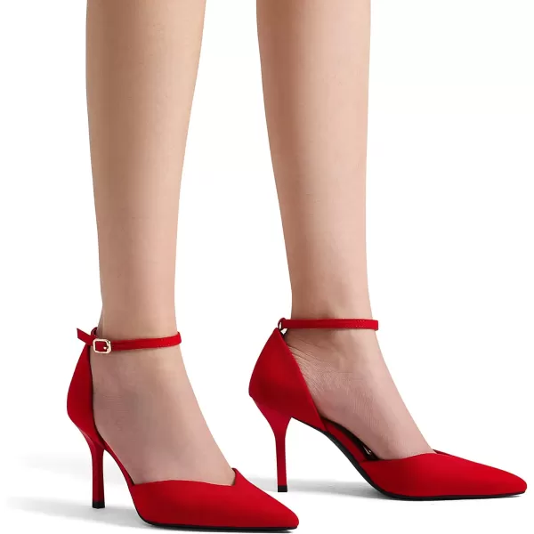 imageDREAM PAIRS Womens High Heels Strappy Closed Toe Stiletto Ankle Strap Pointed Toe DOrsay Heel Dress Wedding Party Pumps ShoesRed
