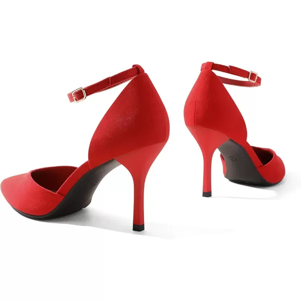 imageDREAM PAIRS Womens High Heels Strappy Closed Toe Stiletto Ankle Strap Pointed Toe DOrsay Heel Dress Wedding Party Pumps ShoesRed