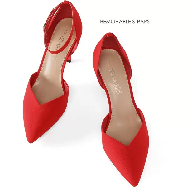imageDREAM PAIRS Womens High Heels Strappy Closed Toe Stiletto Ankle Strap Pointed Toe DOrsay Heel Dress Wedding Party Pumps ShoesRed
