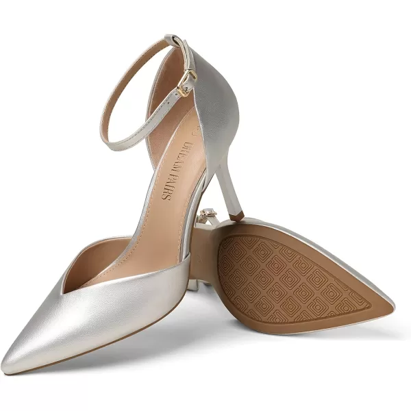imageDREAM PAIRS Womens High Heels Strappy Closed Toe Stiletto Ankle Strap Pointed Toe DOrsay Heel Dress Wedding Party Pumps ShoesSilverPu