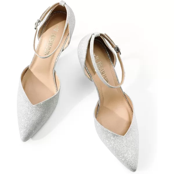 imageDREAM PAIRS Womens High Heels Strappy Closed Toe Stiletto Ankle Strap Pointed Toe DOrsay Heel Dress Wedding Party Pumps ShoesSilverglitter