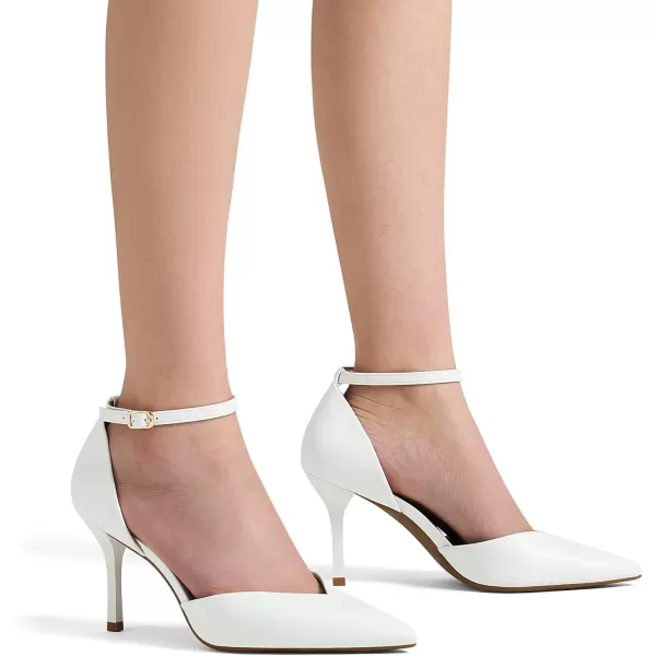 imageDREAM PAIRS Womens High Heels Strappy Closed Toe Stiletto Ankle Strap Pointed Toe DOrsay Heel Dress Wedding Party Pumps ShoesWhitePu