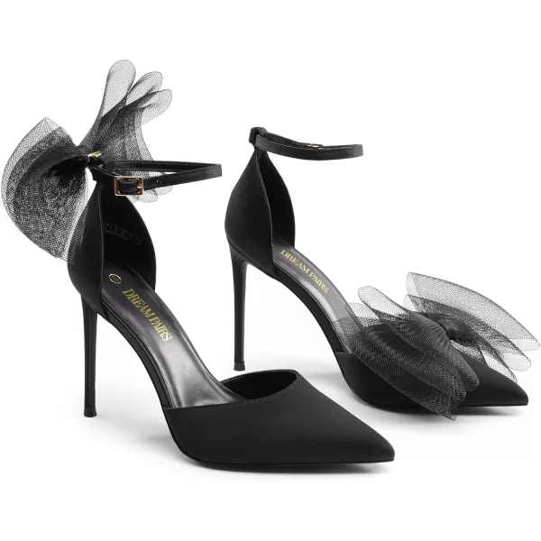 imageDREAM PAIRS Womens High Heels Strappy Closed Toe Stiletto Pointed Toe Mesh Bows Ankle Strap DOrsay Sexy Dress Wedding Party Pumps ShoesBlack